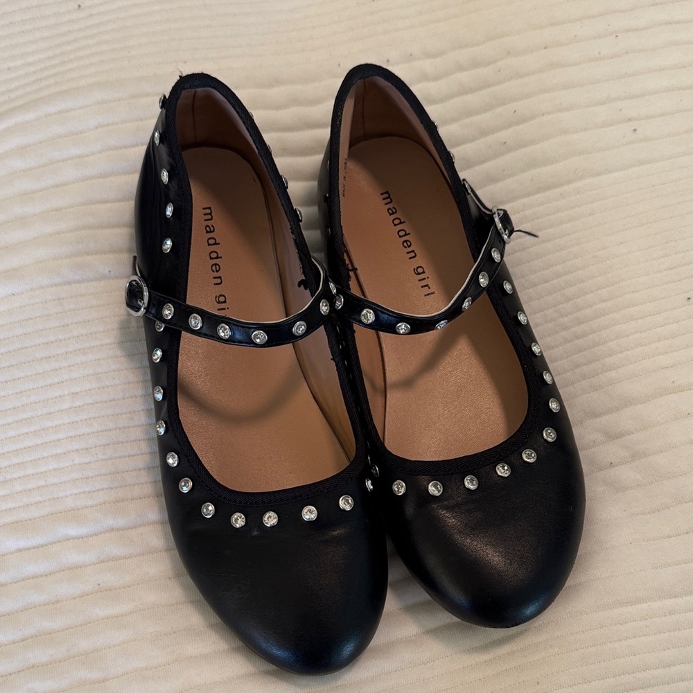Madden Girl Black Studded Mary Janes